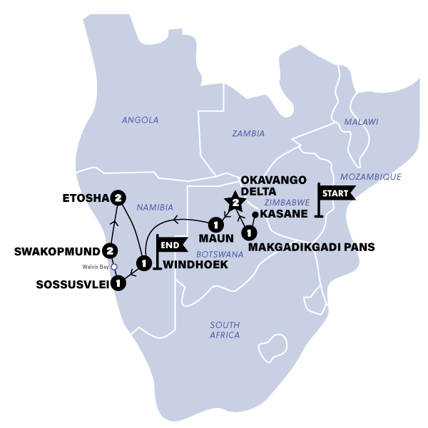 Okavango Delta and Deserts