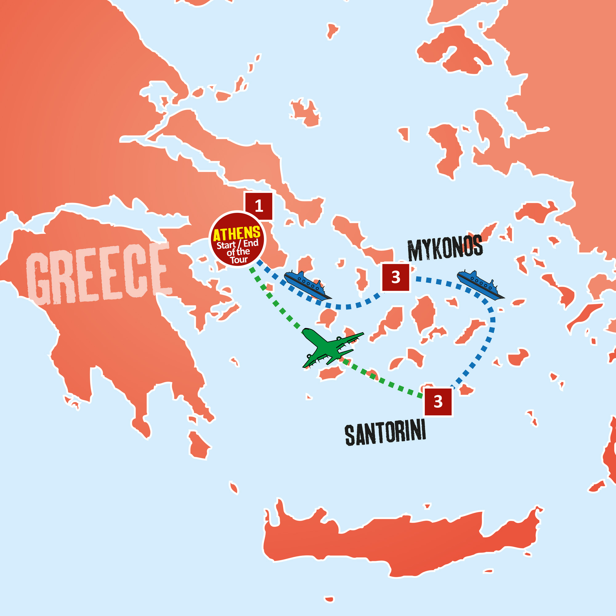 Athens, Mykonos & Santorini (EBG2L)