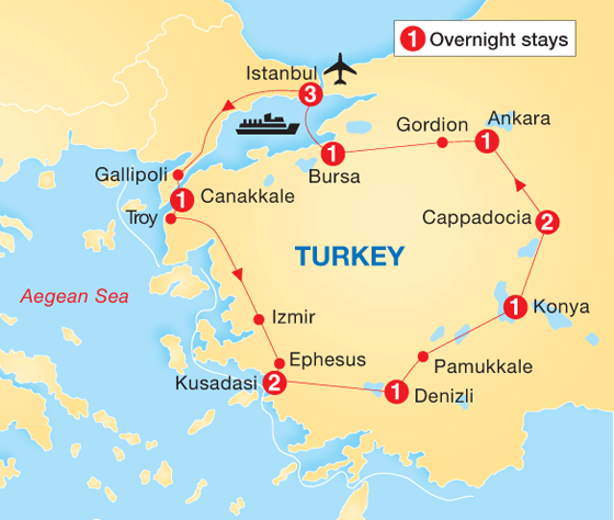 tour map of turkey